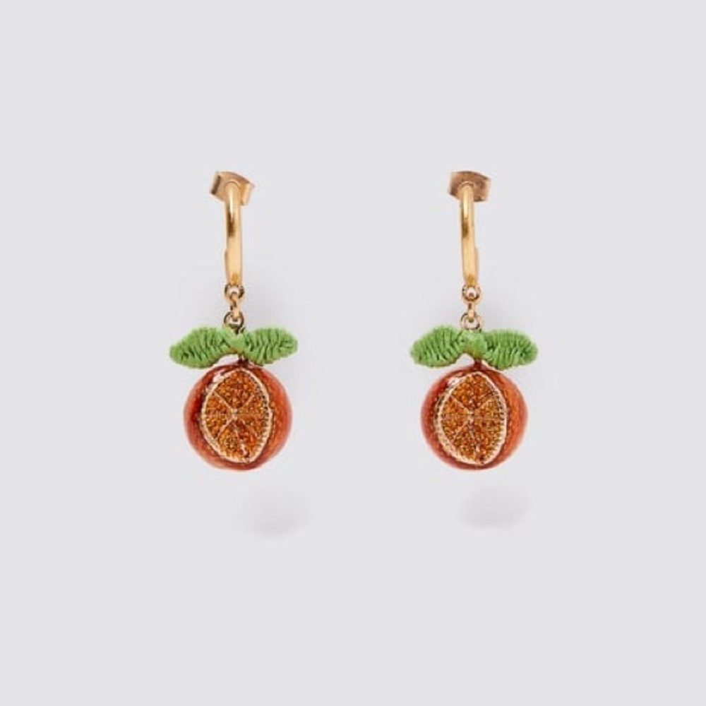 ZARA ORANGE DROP EARRINGS BRAND NEW WITH TAGS GOLD